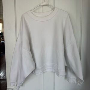 Cropped Oversized White Crewneck Sweatshirt
